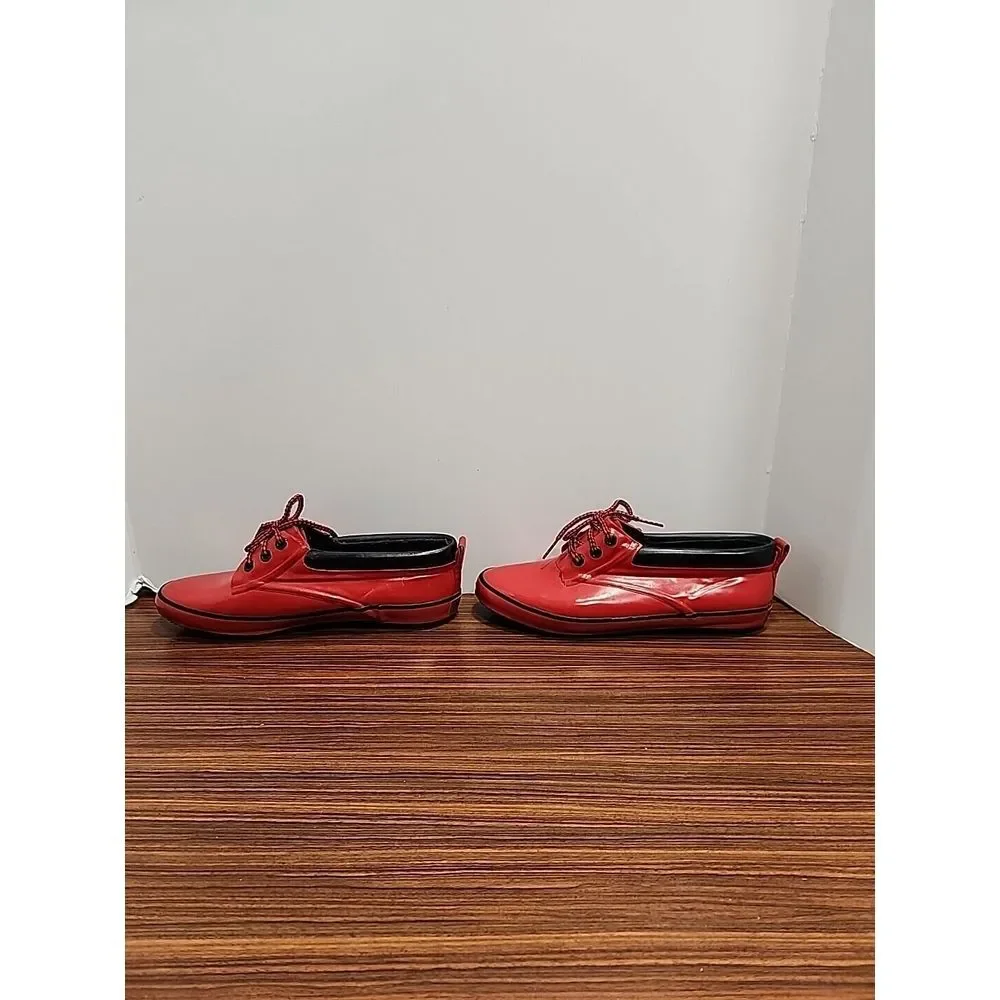Rare Vtg 1990's Womens Sporto Red Low Duck Rubber Rain Boots 8‎
